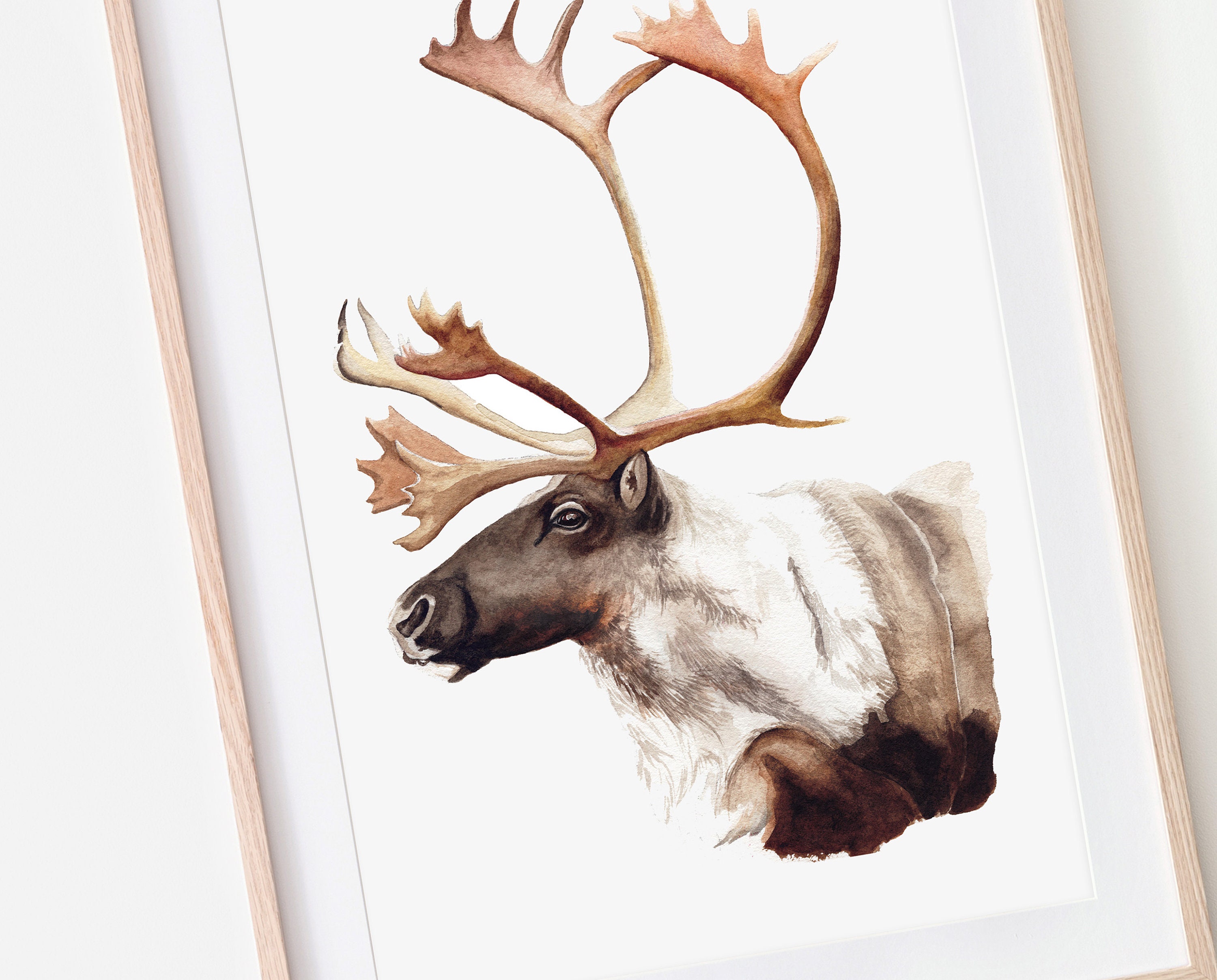 Caribou Painting Caribou Art Print Reindeer Art Woodland - Etsy