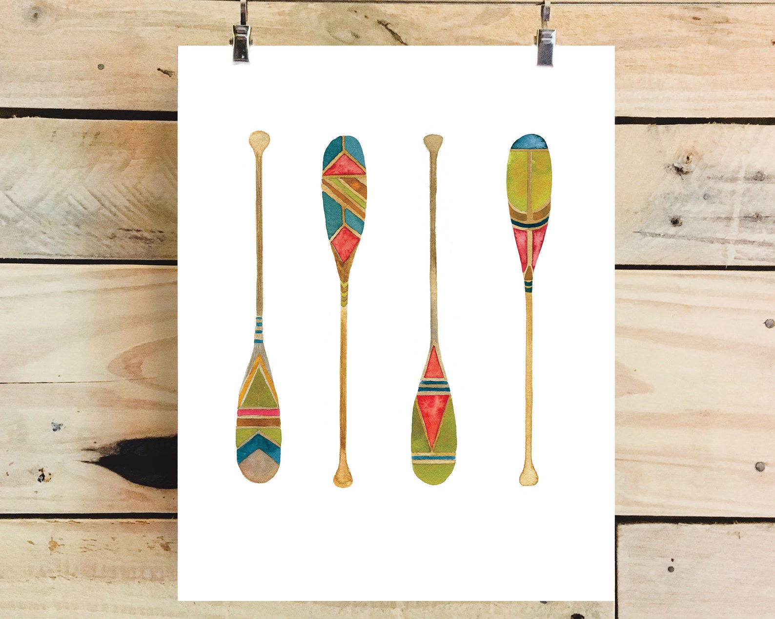 Canoe Paddle Print Paddle Art Watercolor Canoe Paddles Etsy