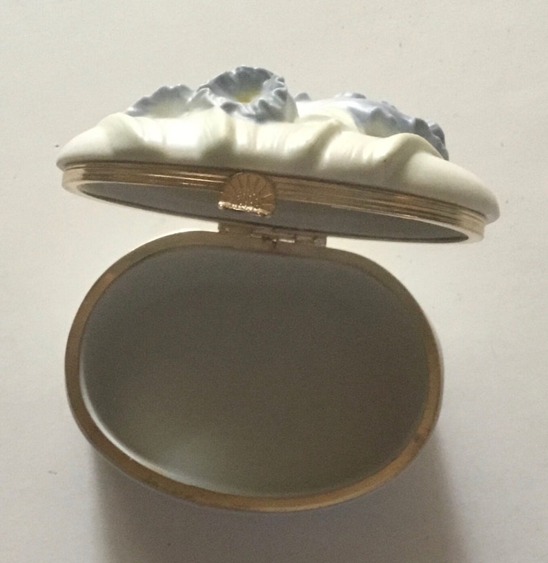 Vintage TRINKET BOX Fitz and Floyd Blue and White Trinket Box