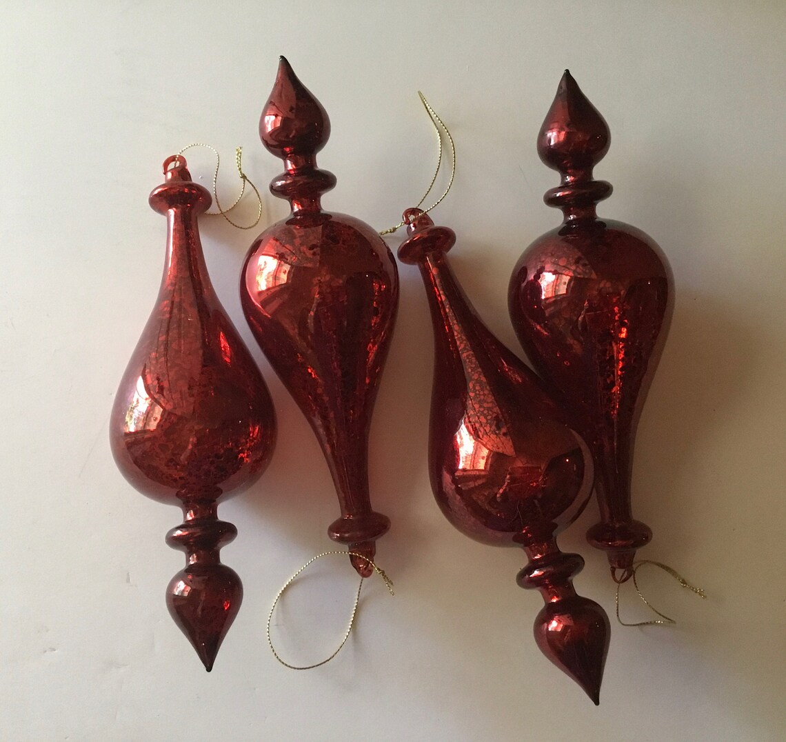 CHRISTMAS ORNAMENTS RED Glass Tree Ornaments Set of 4 Etsy