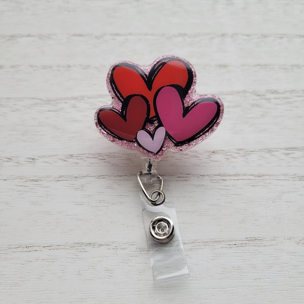 Valentine's Day Heart Badge Reel | Valentine's Day Medical Badge Reel | Interchangeable Badge Reel | Medical ID Holder | Nurse Gift