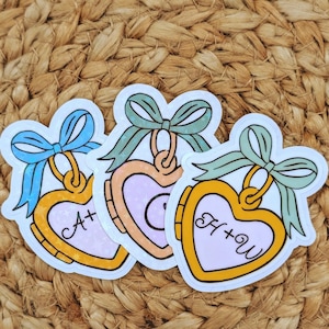 Custom Heart Locket Sticker | Personalized Initials | Coquette Style | Choice of colors