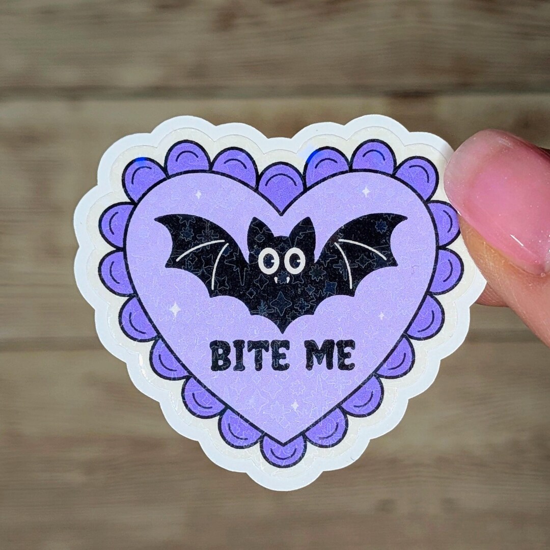 Bite Me Bat Vinyl Sticker | Goth Emo | Holographic & Waterproof - Etsy