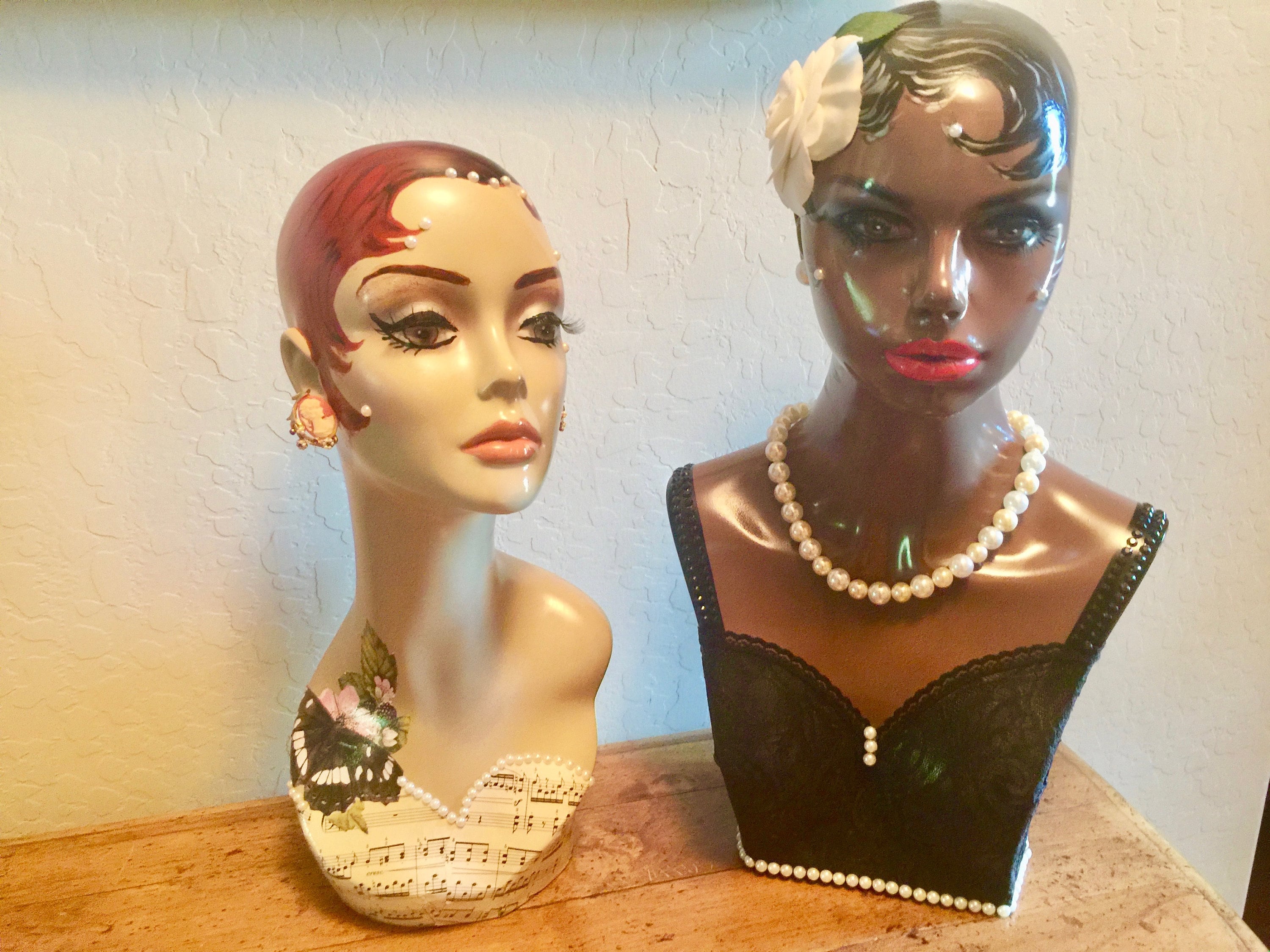 Mannequin Headspainted With Acrylics and Jewelry to Match. 2 Etsy