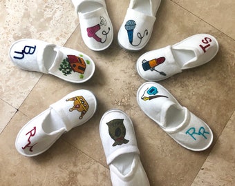 Personalized Slippers- Handpainted Slippers - Monogrammed Slippers - Custom Slippers - Bridesmaid Gift - Slippers - Girls Trip Gift