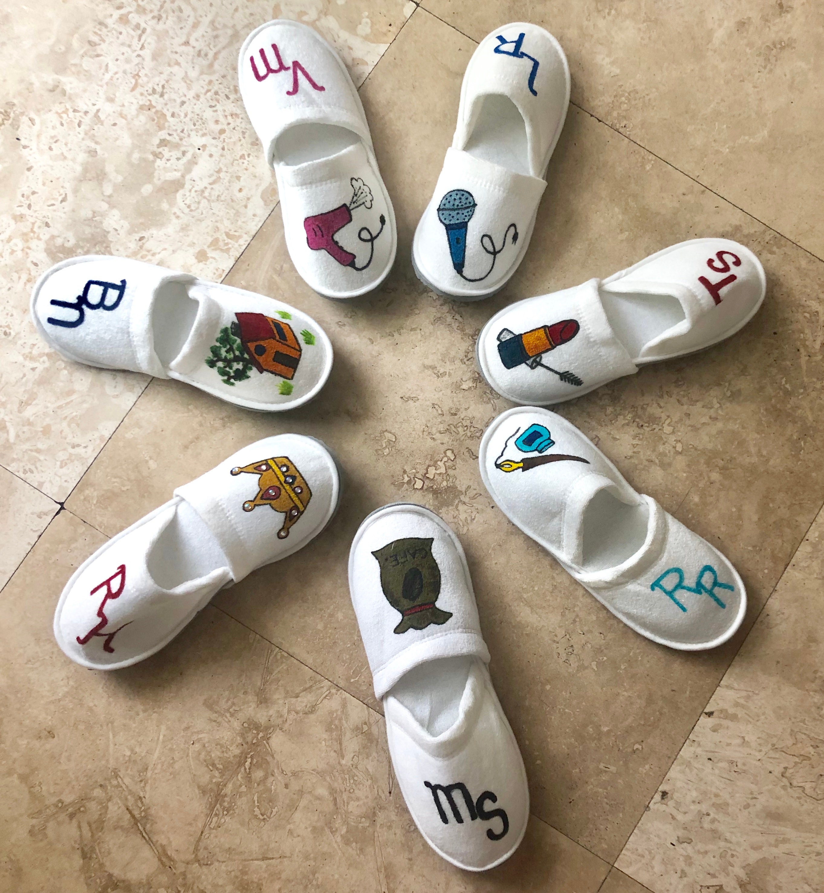 Personalized Slippers Handpainted Monogrammed -