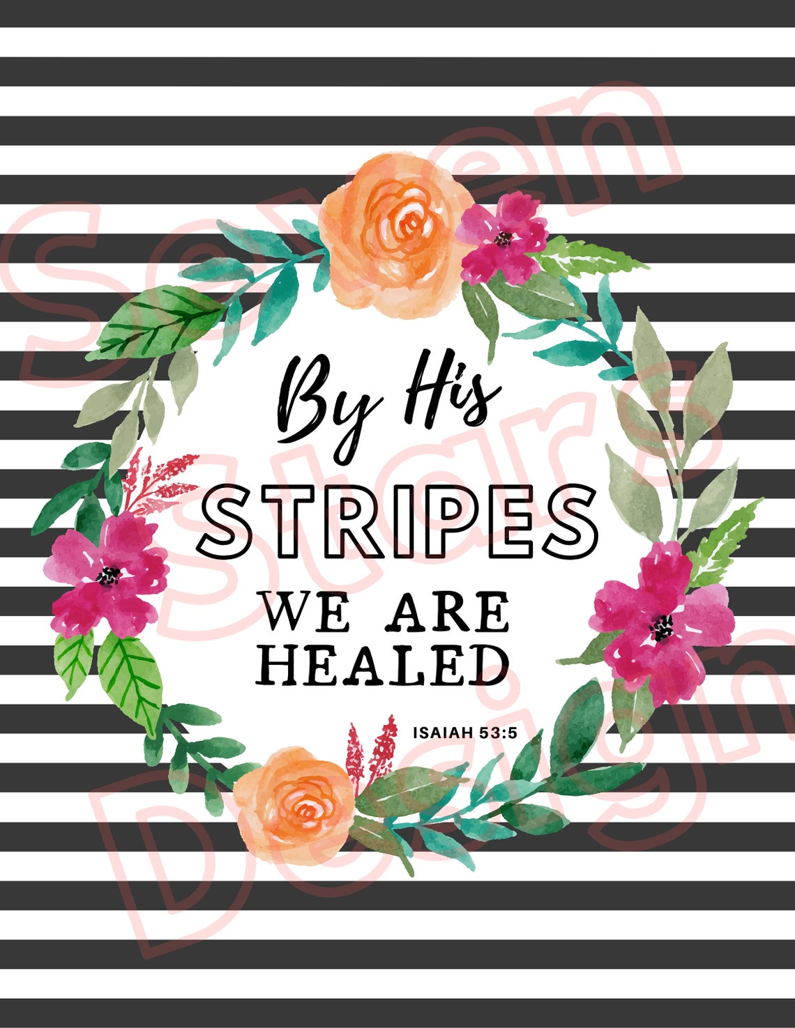 By His Stripes We Are Healed in Black &amp; White Stripes Instant | Etsy