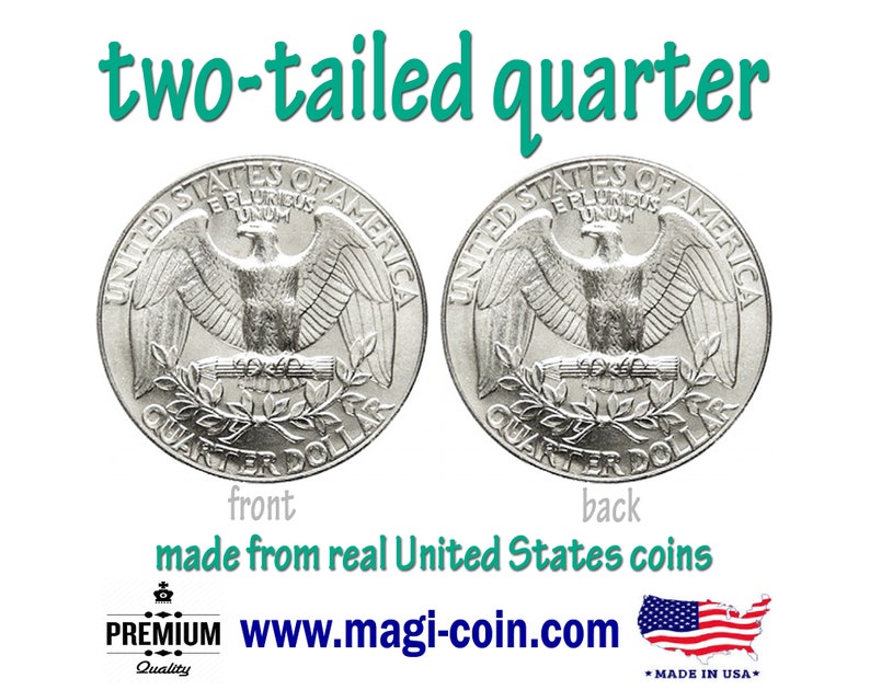 Two tailed eagle quarter double sided 2 tails magic flip Etsy