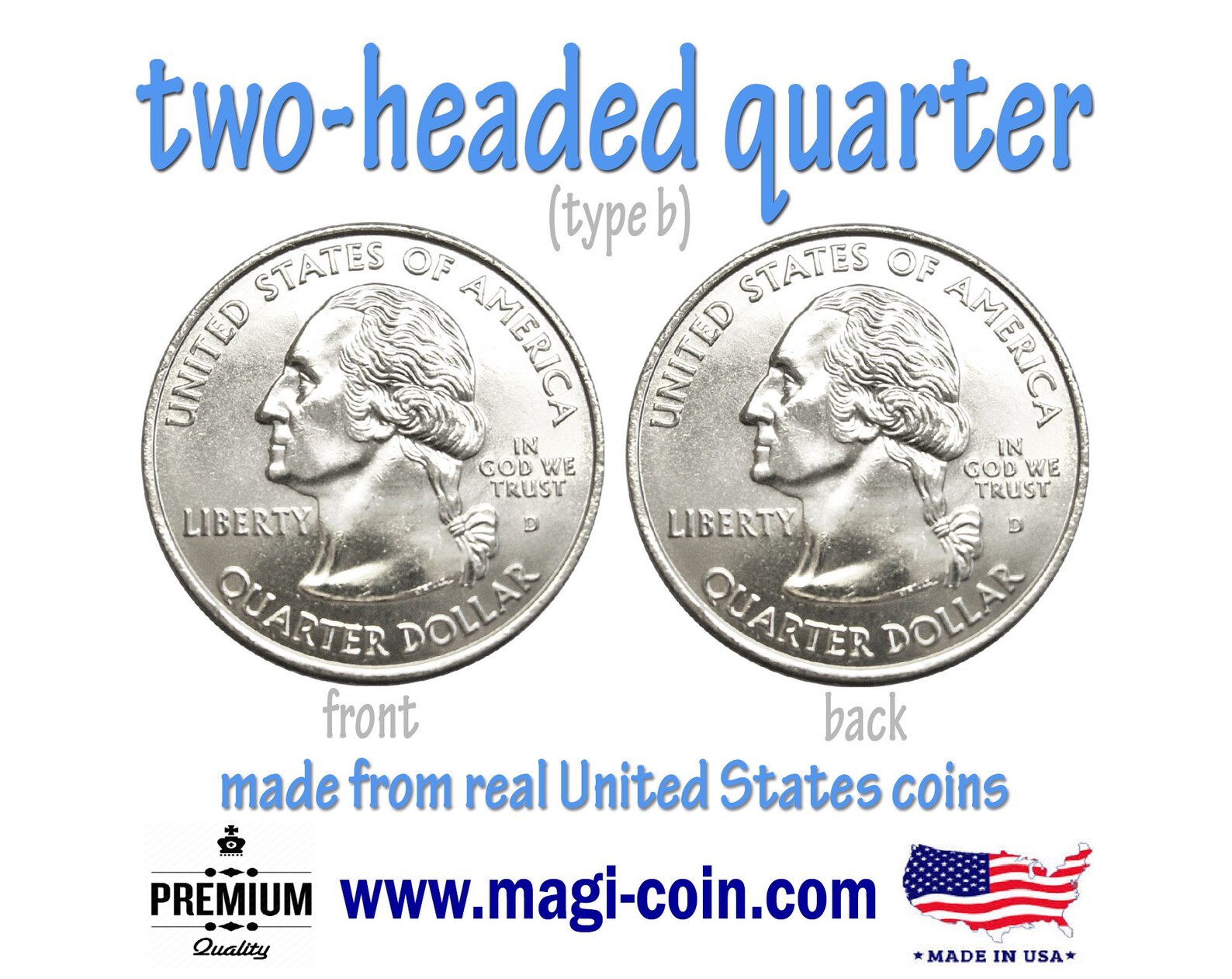 Two headed washington quarter double sided 2 heads magic Etsy