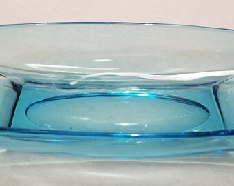 Vintage Square Glass Serving Tray Divided Platter with Graphic Red Apples by Colony