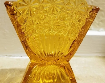 Giftable for that Collector Fan-Shaped Flower Vases Two Vintage AmberBrown Hand Blown Handblown