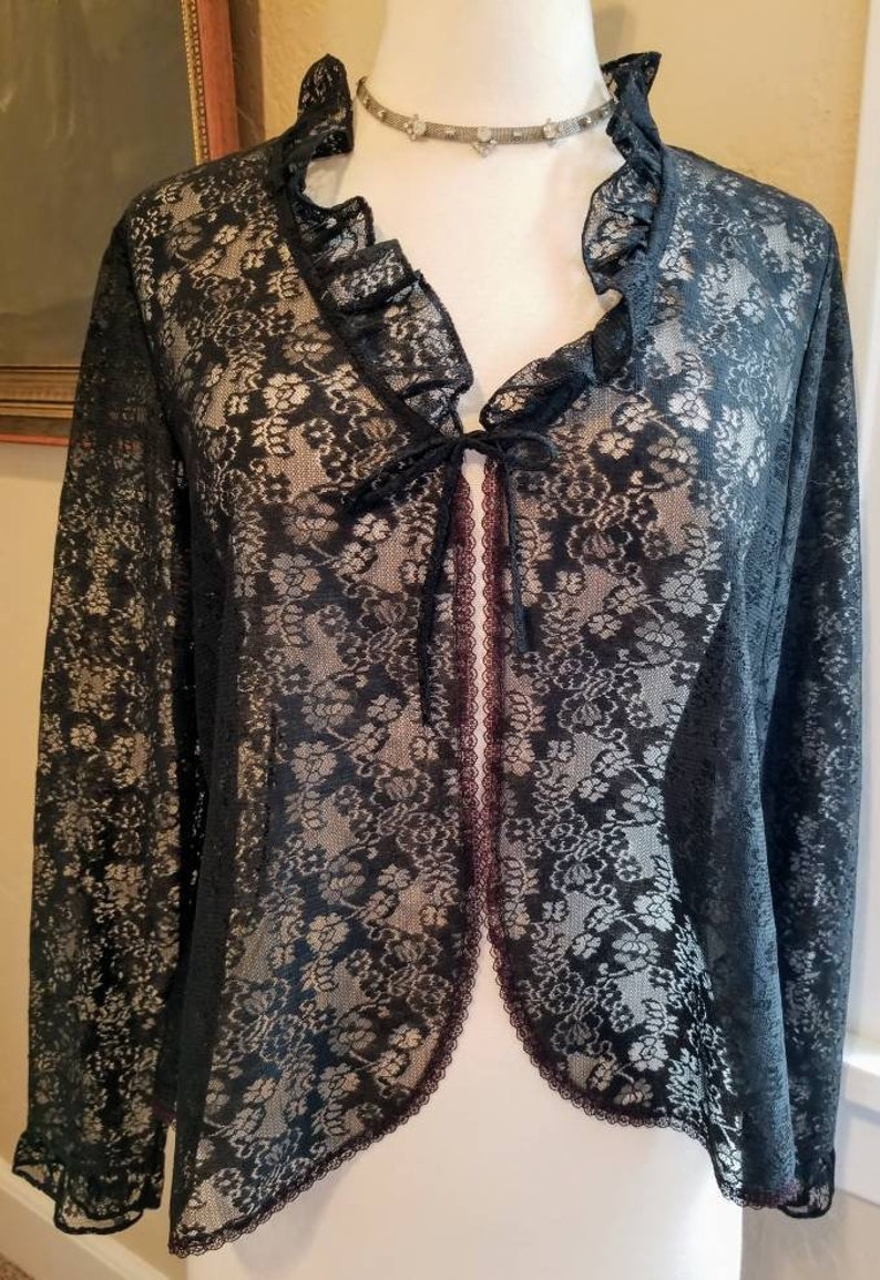 Vintage Sears Ladies Black Lace Bed Jacket Negligee Top Sz 38 | Etsy