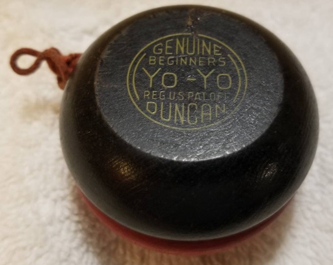 Vintage Duncan Yoyo for Beginners Wooden Black and Red WORKS Etsy