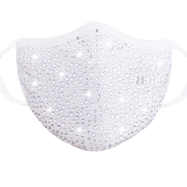WHITE CLEAR SWAROVSKI Crystal Face Mask / White Wedding Face Mask / White Bling Mask / White Bridal Mask /White Bridesmaid Mask /White Mask