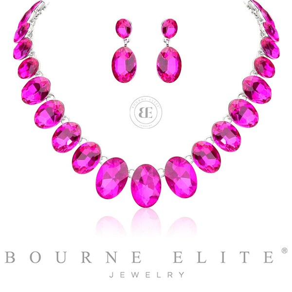 Fuchsia Blue Rolled Thread Necklace