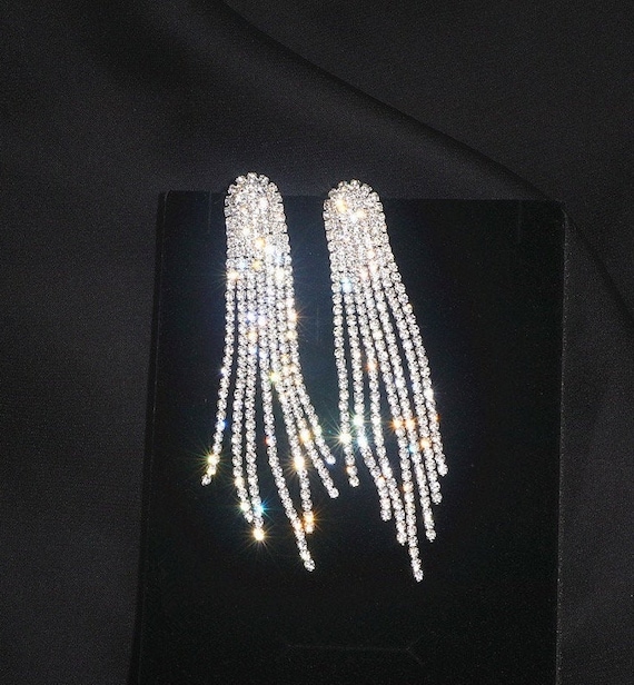 Diamanto Clear Crystal Rhinestone Diamond Cage Drop Post Earrings 