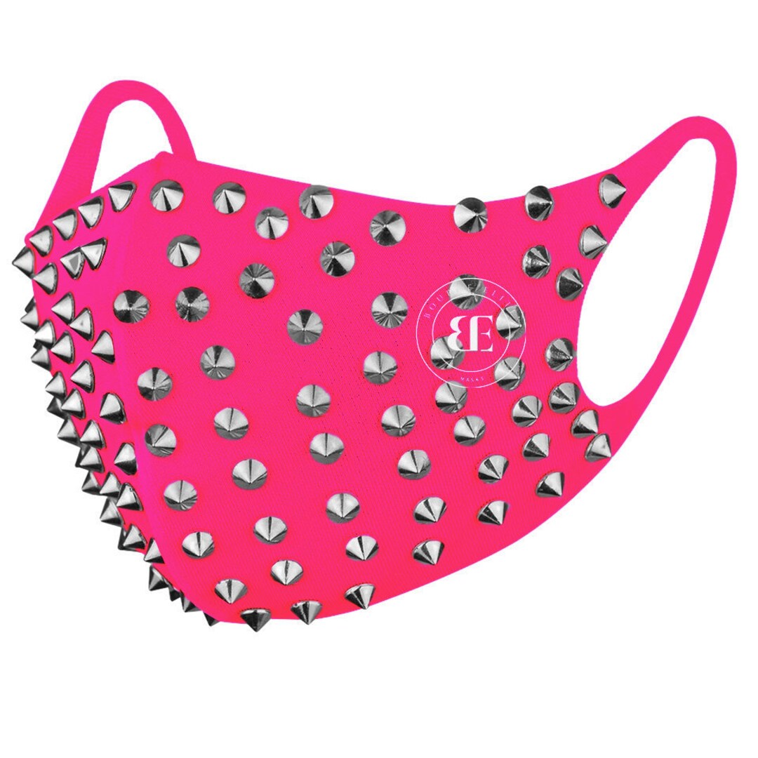 1 LAYER Neon Pink Spike Face Mask Pink SPIKE Mask With Adjustable Straps Neon Pink Mask Neon