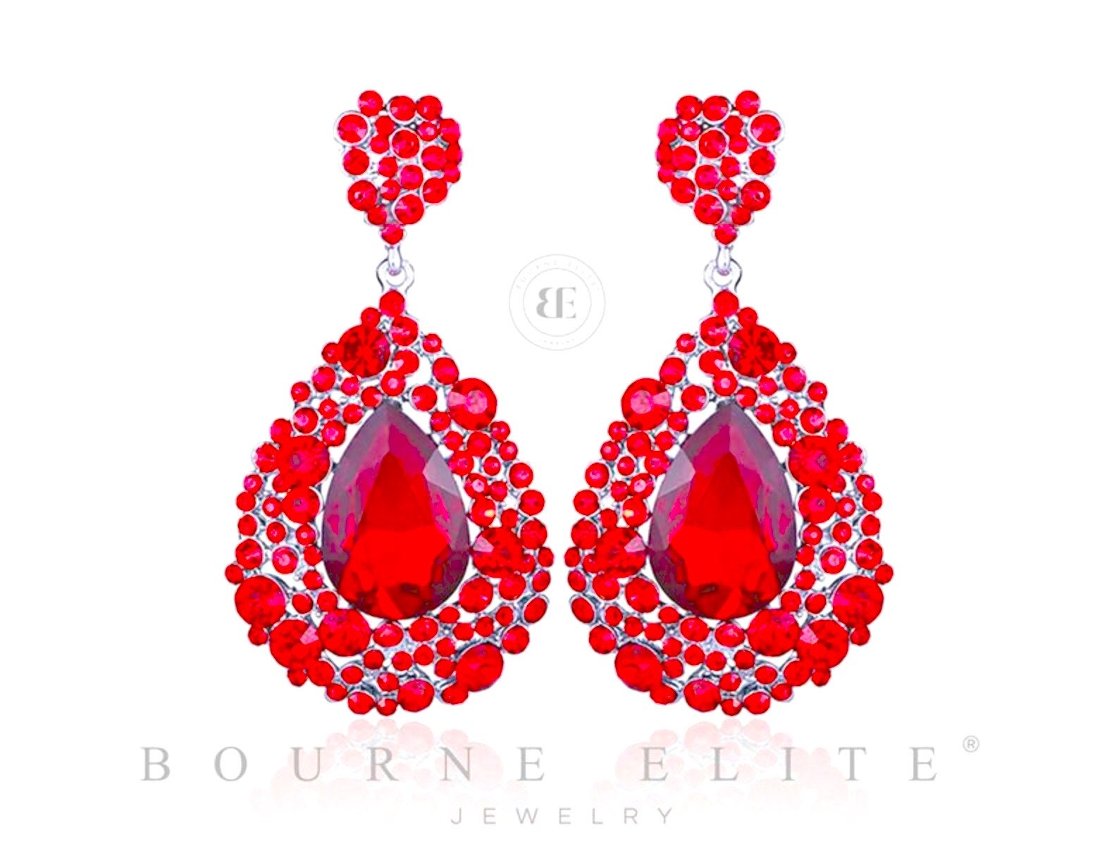 Red large best sale earrings