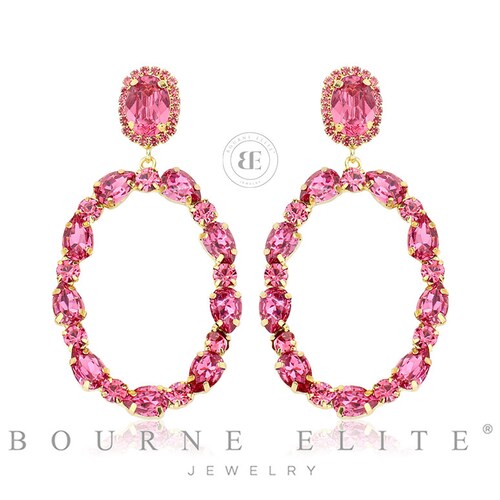 Bridal Hoop Earrings Blush Pink Statement Earrings Big Hoop Etsy Israel