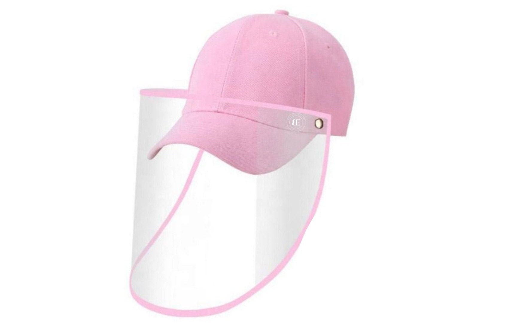 Kids Baseball hat with face shield Color Pink 