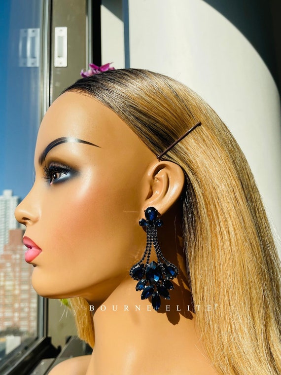 Navy prom shop earrings