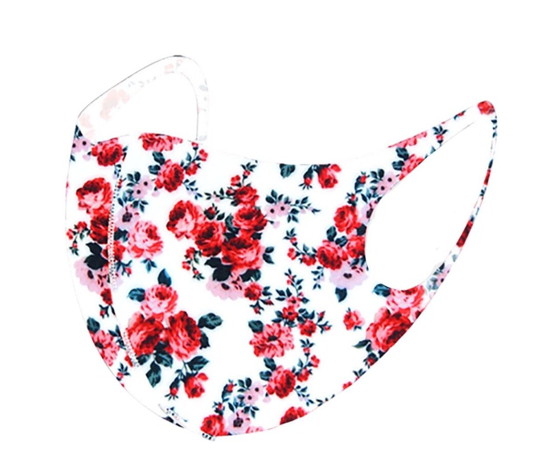 Ivory Floral Face Mask 1 LAYER Polyester & Spandex Face Mask Etsy