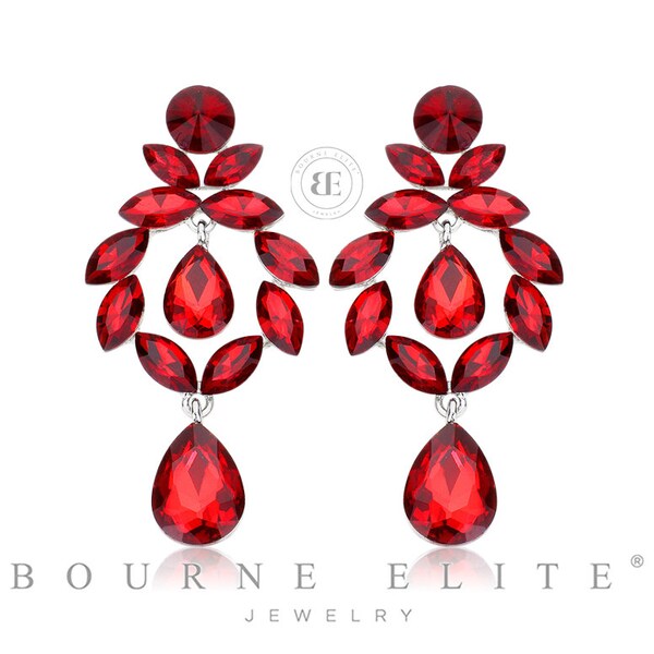 Long Red Earrings Etsy