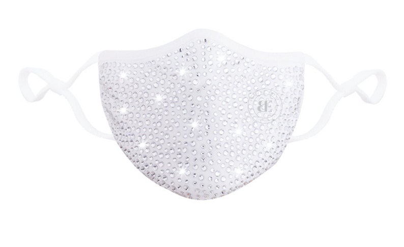 NEW! White/CLEAR SWAROVSKI Crystal Mask with Free Filter | White Wedding Face Mask | White Bling Mask | White Bridal Mask | Bedazzled Mask