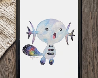 Impresión de acuarela de Wooper flotante