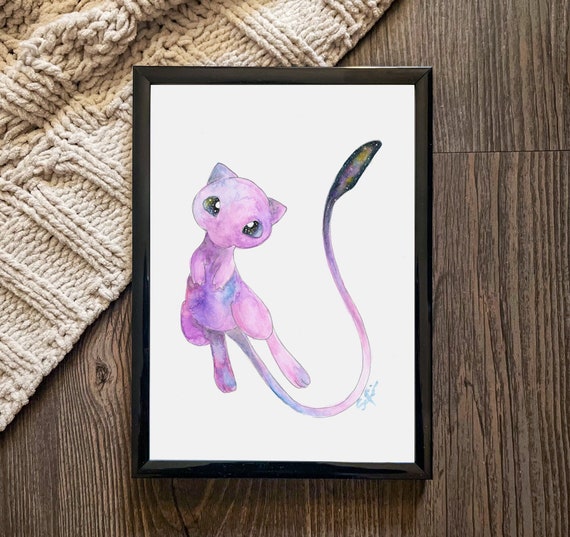 Pokemon - Little Mew Watercolor Art Print - Etsy Canada