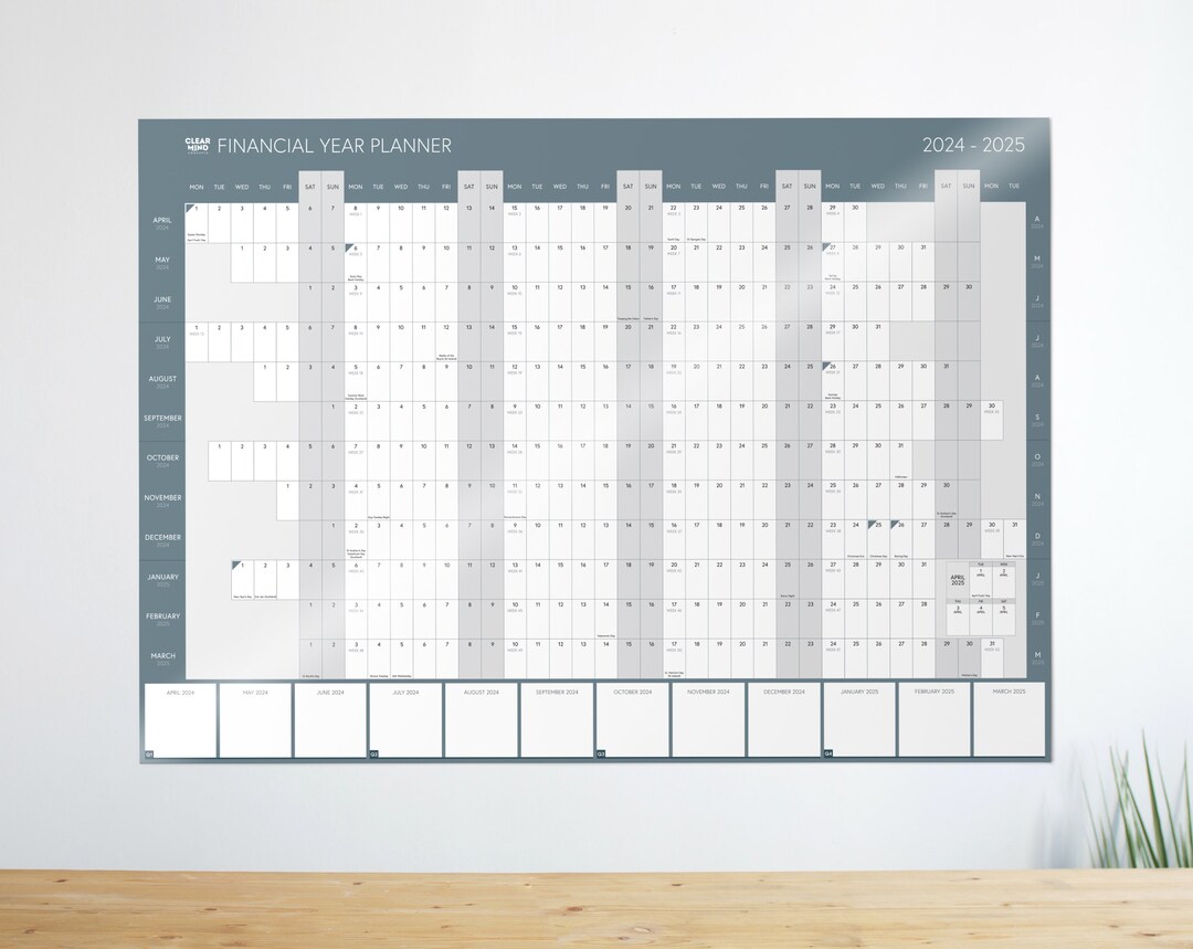 20242025 Financial Year A1 Laminated Wall Planner April Etsy