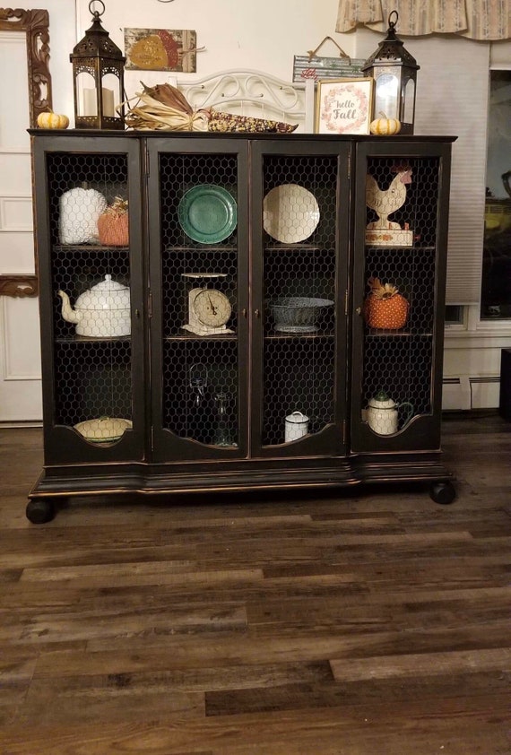 Farmhouse Style Hutch Jelly Cabinet Etsy