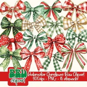 Kokette Weihnachten Bögen Clipart, Grün und Rot Aquarell Bogen Clipart, Kokette Schleife PNG, Aquarell Weihnachtscliparts,Santa Reindeer Clipart