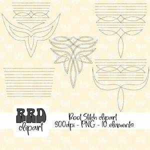 Boot Stitch Clipart, Western Cowboy Boot Stitch Pattern PNG, Commercial Use Clipart, Trendy Western Cowgirl Clipart, Hand Drawn Clipart PNG