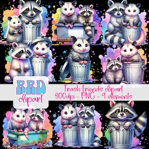 Trash Panda PNG Clipart for Commercial Use, Raccoon Clipart, Possum Clipart PNG, Trash Friends Clipart, Dumpster Clipart, Trash Clipart