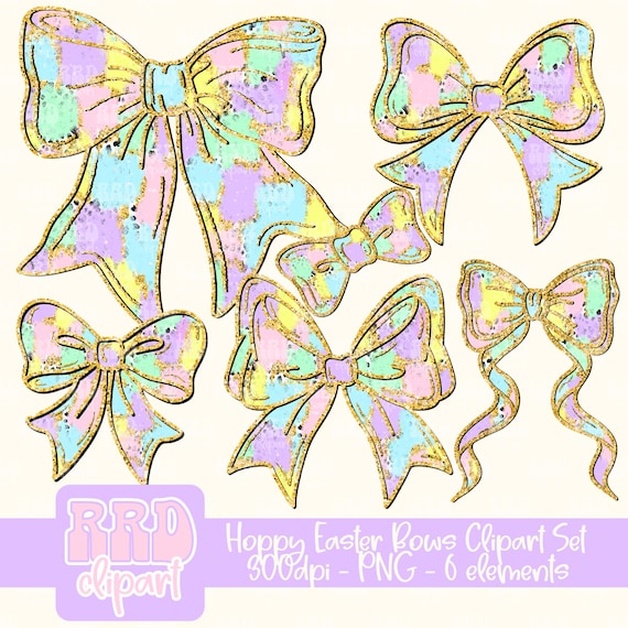 Easter Bow Clipart, Glitter Bow PNG Clipart, Coquette Toile Grand millennial Bow png clipart, Glitter Pastel Easter png, Toile Bunny PNG