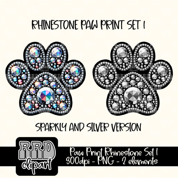 Faux Rhinestone Paw Print Clipart, Faux Rhinestone Dog Paw PNG, Faux Rhinestone Animal Paw PNG, Faux Rhinestone Alpha PNG, Rhinestone Mascot