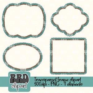 Western Frame Clipart, Turquoise Frame PNG, Commercial Use Clipart, Rope Frame PNG, Trendy Western Cowgirl Clipart, Hand Drawn Clipart PNG