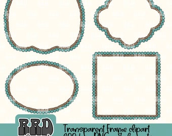 Western Frame Clipart, Turquoise Frame PNG, Commercial Use Clipart, Rope Frame PNG, Trendy Western Cowgirl Clipart, Hand Drawn Clipart PNG