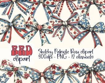 4th of July Coquette Bows Clipart, Red White Blue USA Clipart, Coquette Bows Clipart,Patriotic America Clipart,Fourth of July Bow Clipart