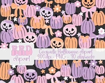Coquette Halloween Bows Clipart,Halloween Bow PNG Clipart,Coquette Pumpkin PNG Clipart,Pastel Halloween Clipart,Hand Drawn Halloween Clipart