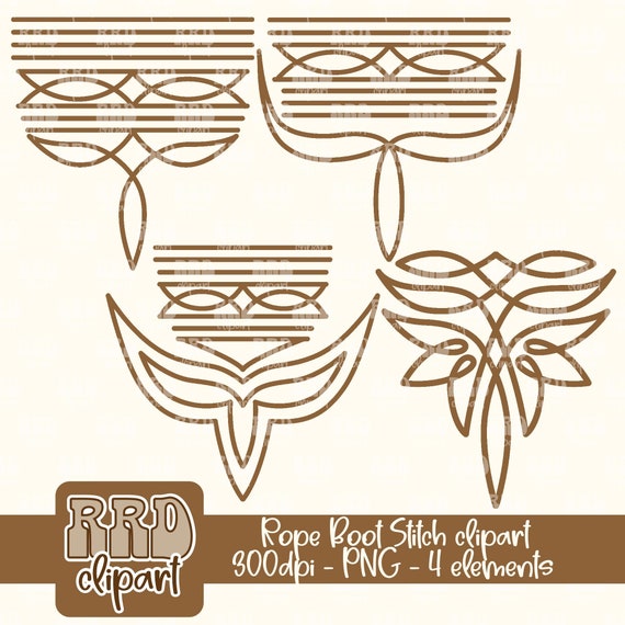 Boot Stitch Clipart, Western Cowboy Boot Stitch Pattern PNG, Commercial Use Clipart, Trendy Western Cowgirl Clipart, Hand Drawn PNG