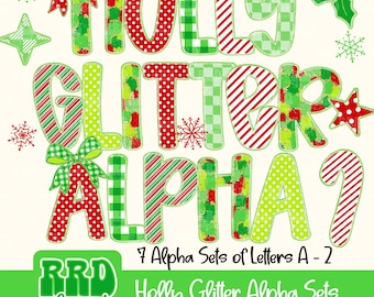 Coquette Christmas  Alphabet Font, Preppy Christmas Alphabet,Glitter Christmas Font PNG,Holiday Letters Alpha Set,Coquette Christmas Clipart