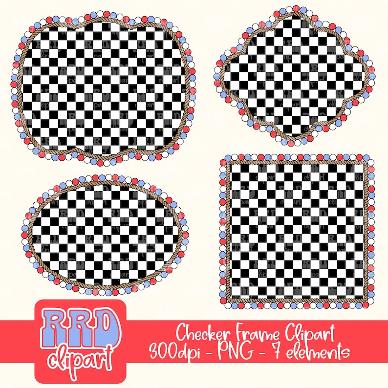 Checkerboard Rope Patriotic Frame Clipart, Turquoise Frame PNG, Commercial Use Clipart ...