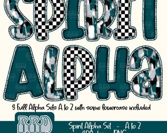 Brushstroke Alpha Set, Spirit Alphabet PNG,Football Alpha PNG, Eagles Alpha Set, Green and Silver Alphabet PNG, Spirit Clipart, Team Spirit