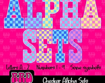 Checker Alpha Set, Preppy Neon Alphabet PNG clipart, Varsity Alpha PNG, Retro Sport Alpha Set, Spirit Alpha PNG