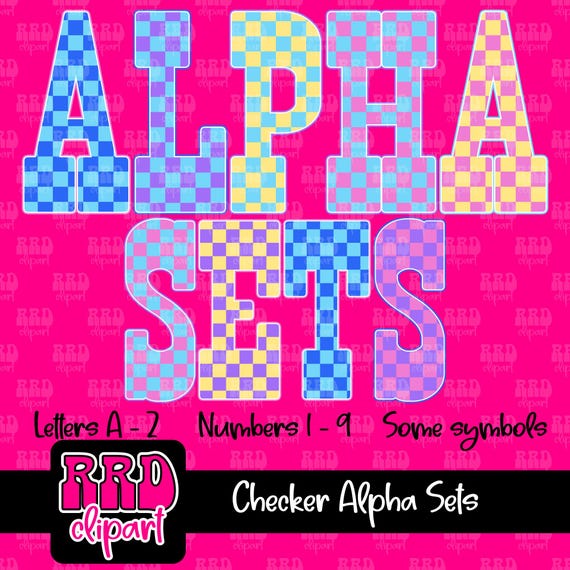Checker Alpha Set, Preppy Neon Alphabet PNG clipart, Varsity Alpha PNG, Retro Sport Alpha Set, Spirit Alpha PNG