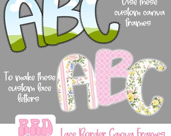 Lace Alpha Canva Frames, Lace Border Alphabet, Lace Canva Frames, Lace Canva Doodle Letters, Canva Letters, Canva Frames, Lace Canva Alpha