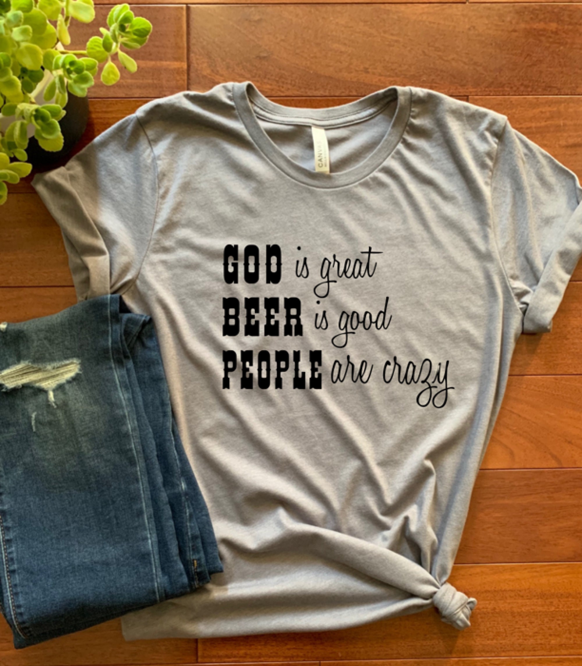 T-shirt Humour 'Thank You God For Beer Women & Ibiza' - Marque Fruit Of The Loom, Neuf Sans étiquettes