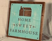 Barn Wood Sign | Farmhouse Sign | Home Sweet Farmhouse | Brown & Turquoise | Entryway Sign